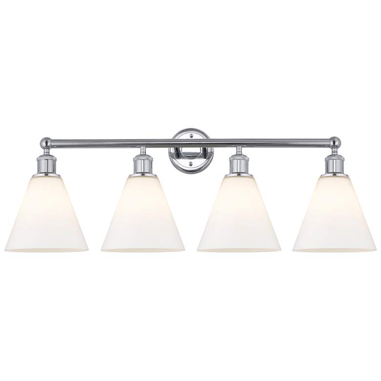 Image 1 Berkshire 35"W 4 Light Polished Chrome Bath Vanity Light With White Sh