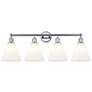 Berkshire 35"W 4 Light Polished Chrome Bath Vanity Light With White Sh