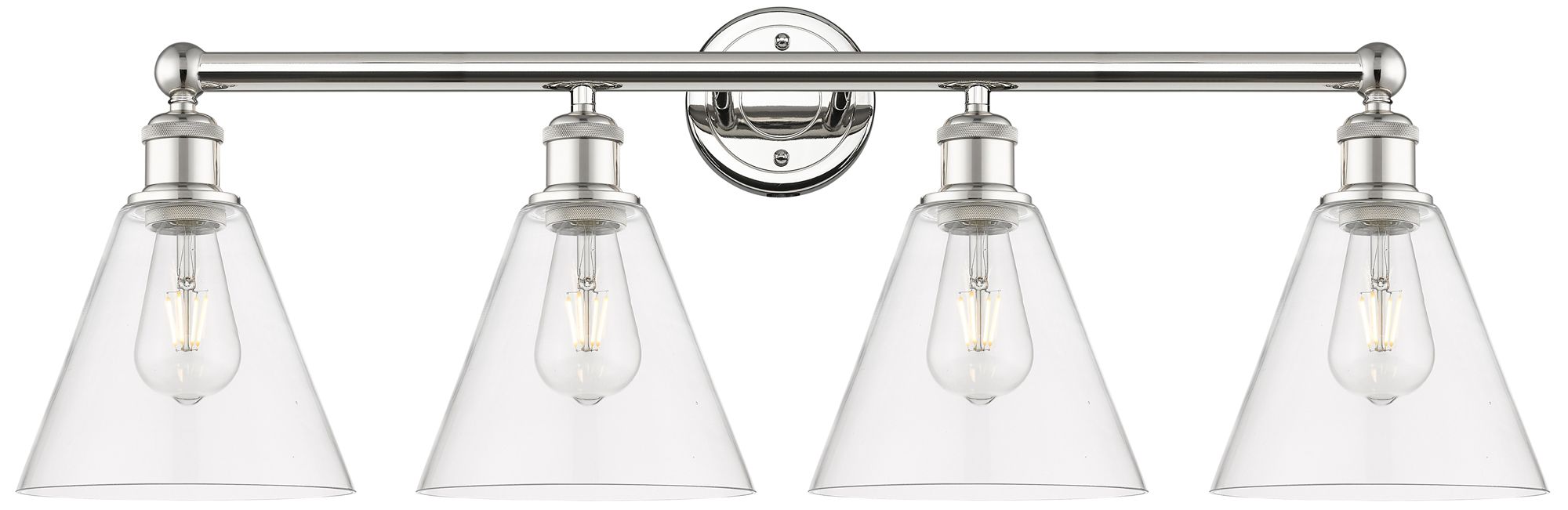 Berkshire 35"W 4 Light Polished Nickel Bath Vanity Light With Clear Sh
