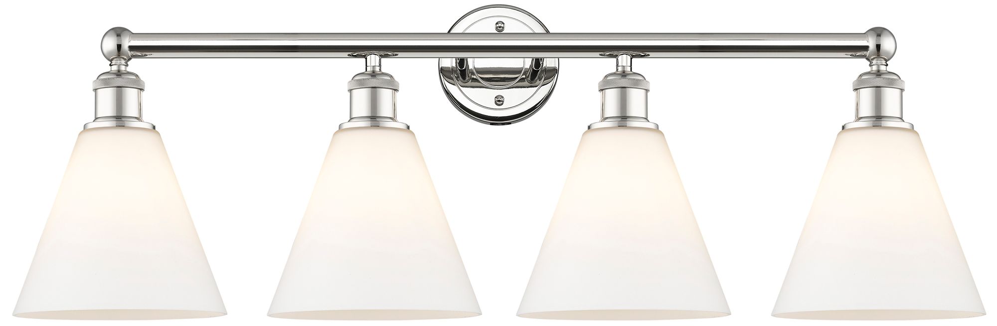 Berkshire 35"W 4 Light Polished Nickel Bath Vanity Light With White Sh