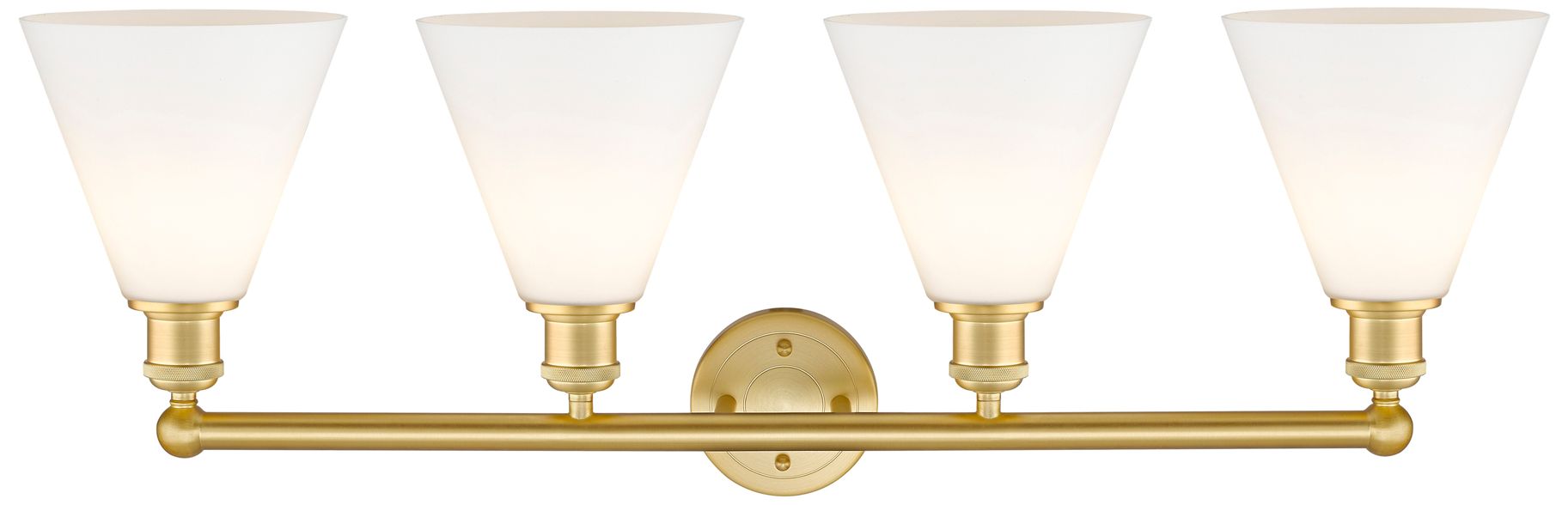 Image 4 Berkshire 35"W 4 Light Satin Gold Bath Vanity Light With Matte White S more views