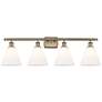 Berkshire 4 Light 38" Bath Light - Antique Brass - Matte White Shade