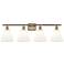 Berkshire 4 Light 38" Bath Light - Antique Brass - Matte White Shade