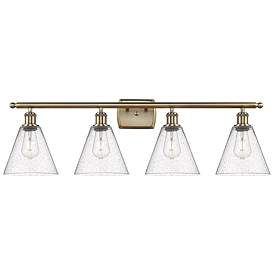 Image1 of Berkshire 4 Light 38" Bath Light - Antique Brass - Seedy Shade