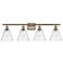 Berkshire 4 Light 38" Bath Light - Antique Brass - Seedy Shade