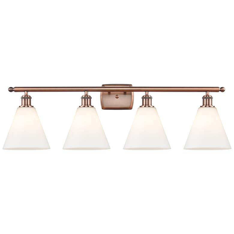 Image 1 Berkshire 4 Light 38" Bath Light - Antique Copper - Matte White Shade