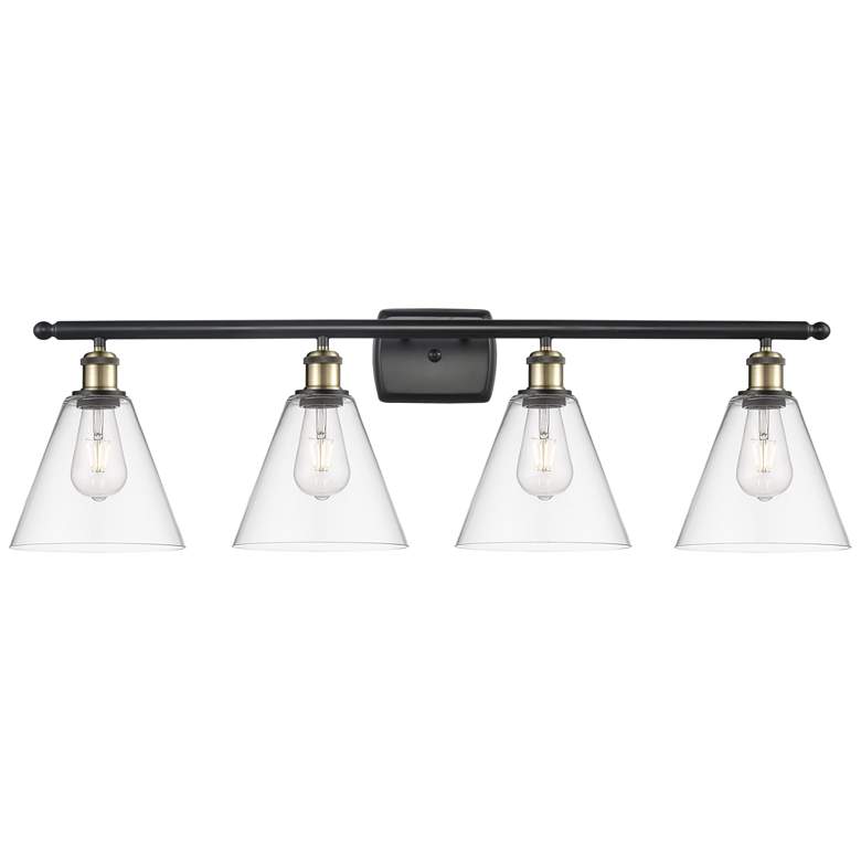 Image 1 Berkshire 4 Light 38" Bath Light - Black Antique Brass - Clear Shade