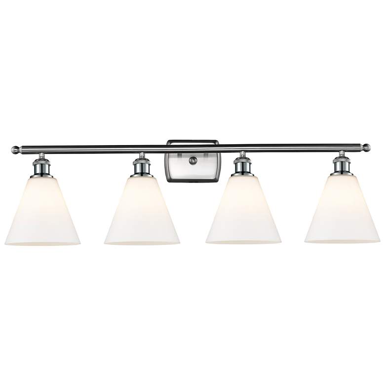 Image 1 Berkshire 4 Light 38 inch Bath Light - Brushed Satin Nickel - Matte White 