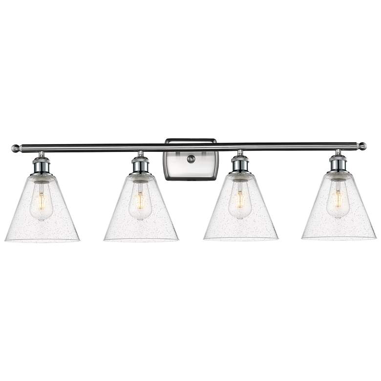 Image 1 Berkshire 4 Light 38" Bath Light - Brushed Satin Nickel - Seedy Shade