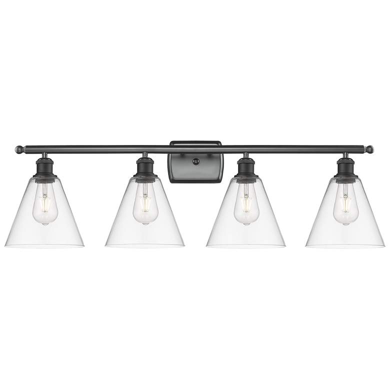Image 1 Berkshire 4 Light 38" Bath Light - Matte Black - Clear Shade