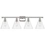 Berkshire 4 Light 38" Bath Light - Polished Nickel - Clear Shade
