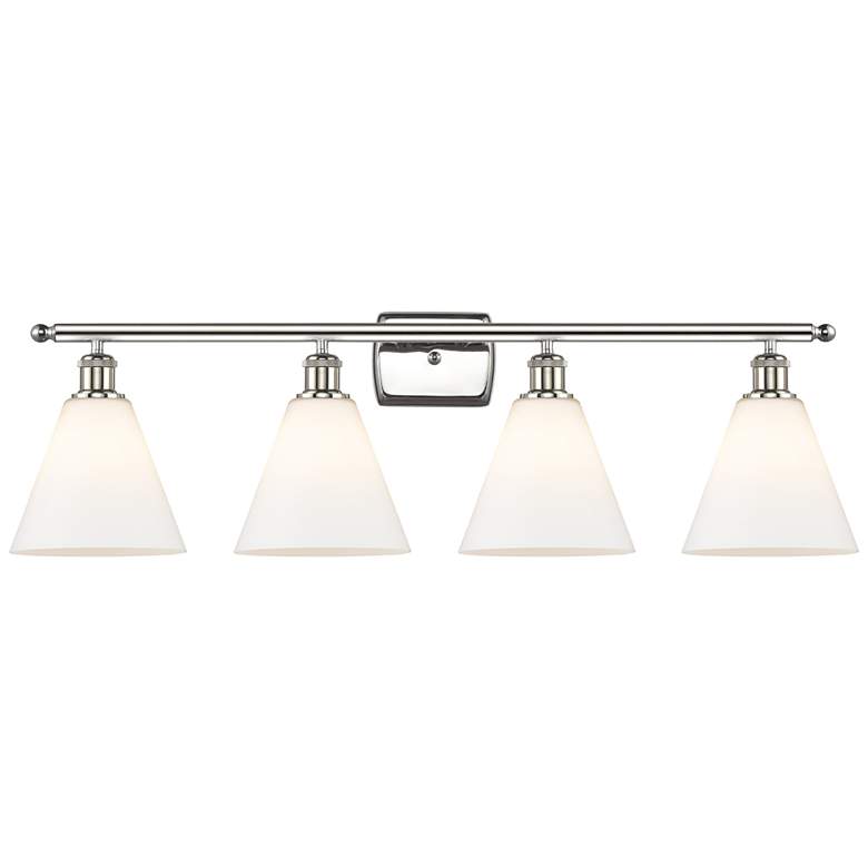 Image 1 Berkshire 4 Light 38 inch Bath Light - Polished Nickel - Matte White Shade