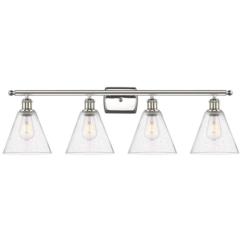 Image 1 Berkshire 4 Light 38" Bath Light - Polished Nickel - Seedy Shade