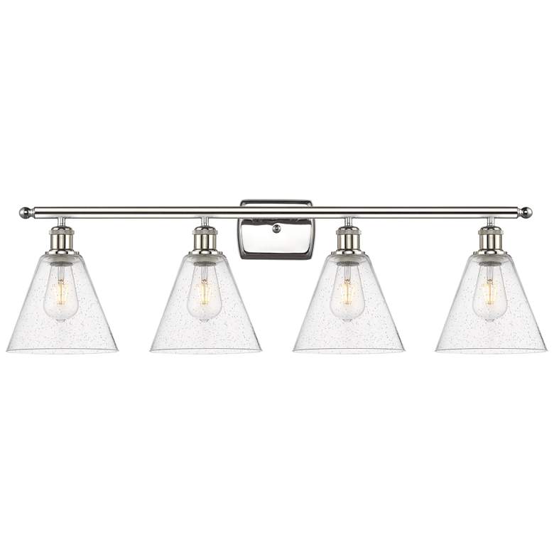 Image 1 Berkshire 4 Light 38 inch Bath Light - Polished Nickel - Seedy Shade