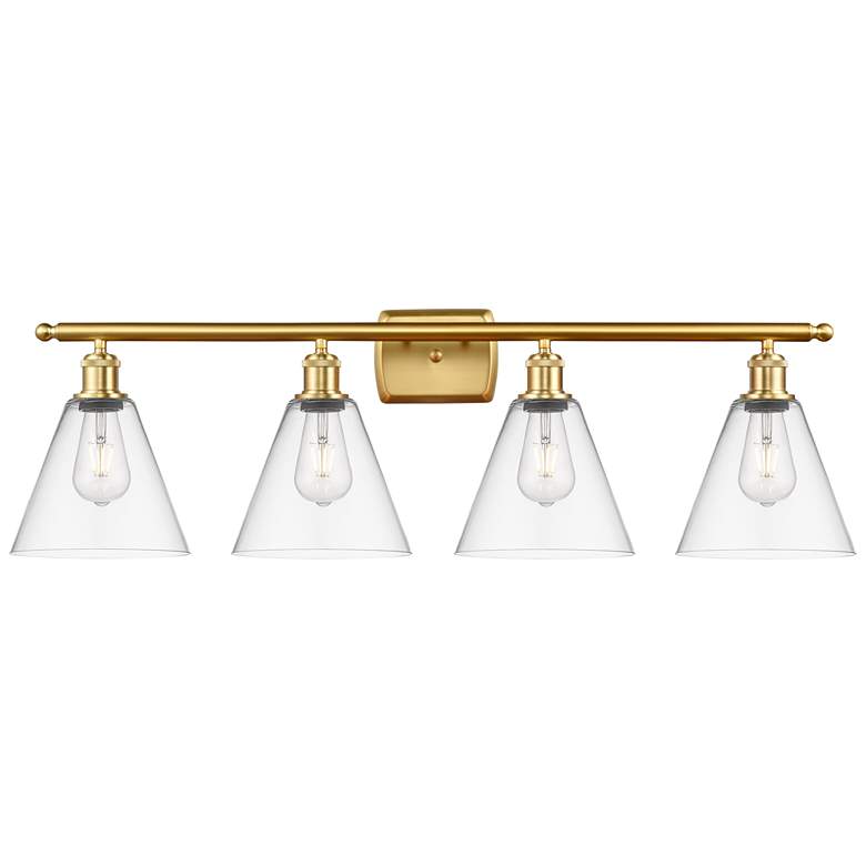 Image 1 Berkshire 4 Light 38" Bath Light - Satin Gold - Clear Shade