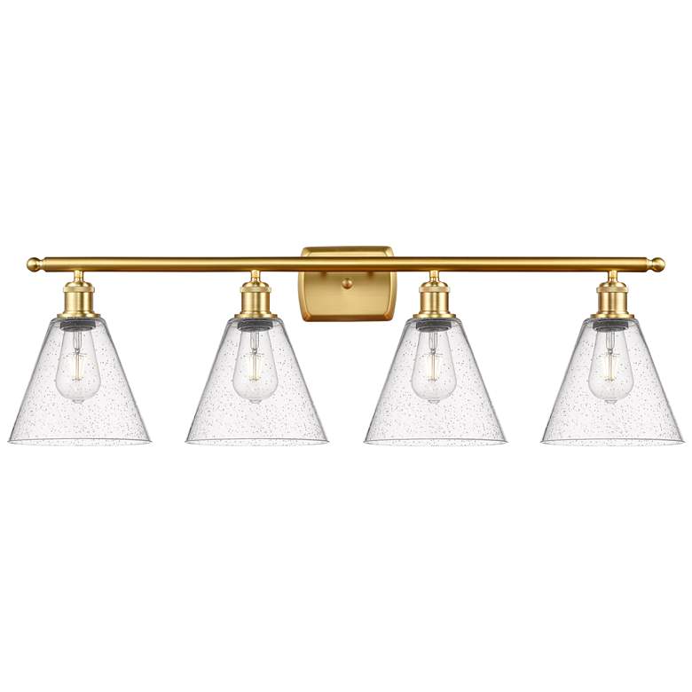 Image 1 Berkshire 4 Light 38" Bath Light - Satin Gold - Seedy Shade