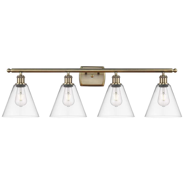 Image 1 Berkshire 4 Light 38" LED Bath Light - Antique Brass - Clear Shade