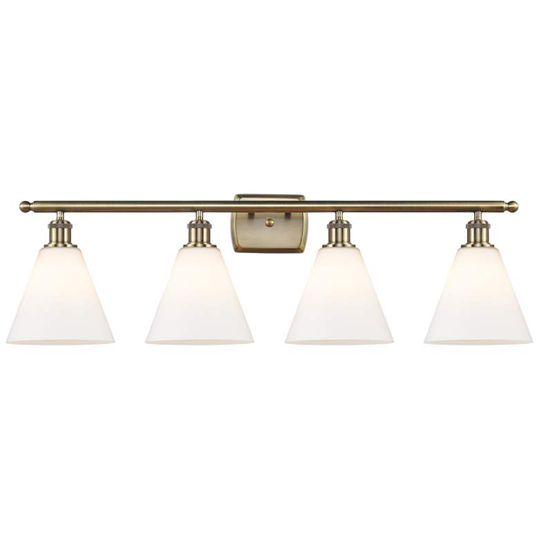 Image 1 Berkshire 4 Light 38" LED Bath Light - Antique Brass - Matte White Sha