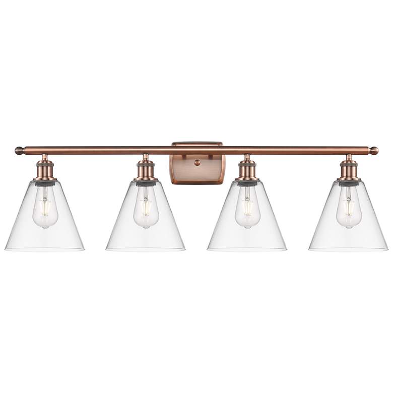 Image 1 Berkshire 4 Light 38" LED Bath Light - Antique Copper - Clear Shade