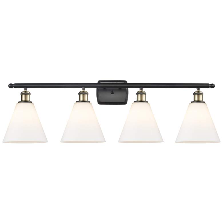 Image 1 Berkshire 4 Light 38" LED Bath Light - Black Brass - White Shade
