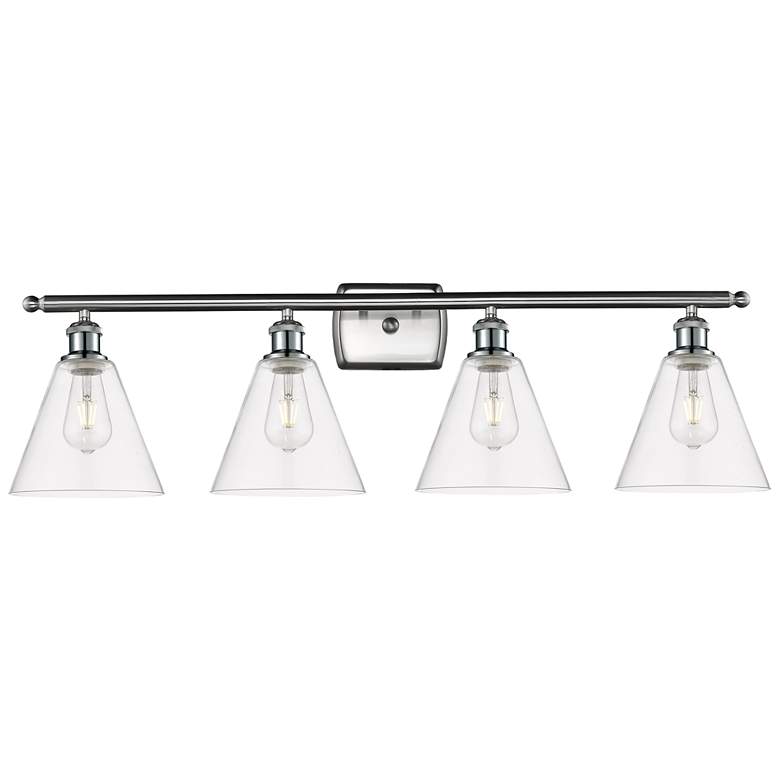Image 1 Berkshire 4 Light 38" LED Bath Light - Brushed Satin Nickel - Clear Sh