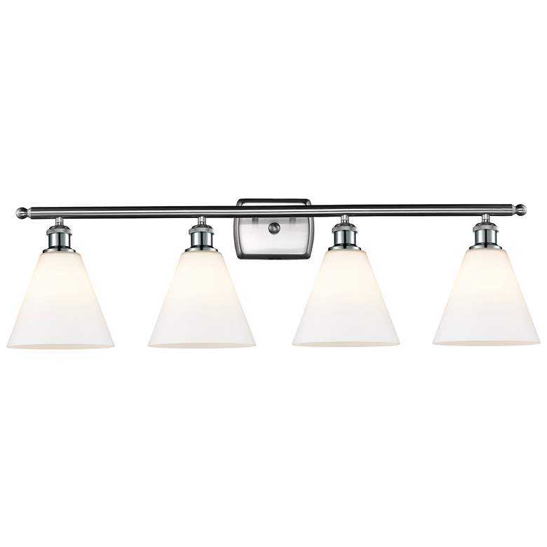 Image 1 Berkshire 4 Light 38" LED Bath Light - Brushed Satin Nickel - White Sh