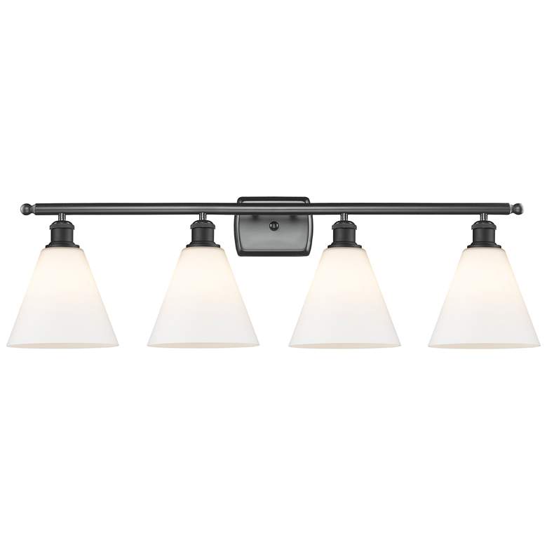 Image 1 Berkshire 4 Light 38" LED Bath Light - Matte Black - Matte White Shade