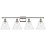 Berkshire 4 Light 38" LED Bath Light - Polished Nickel - Seedy Shade