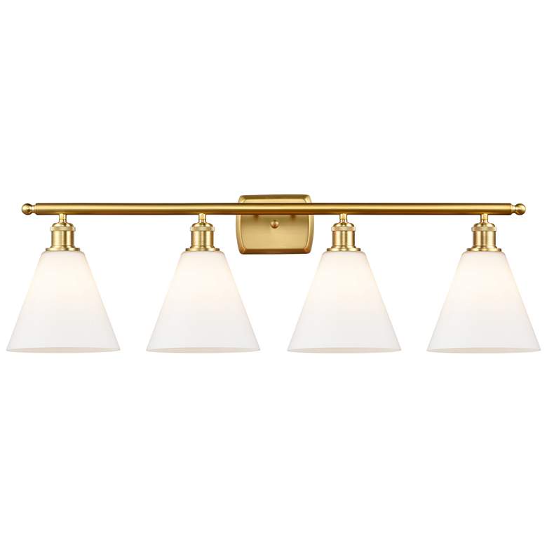 Image 1 Berkshire 4 Light 38" LED Bath Light - Satin Gold - Matte White Shade