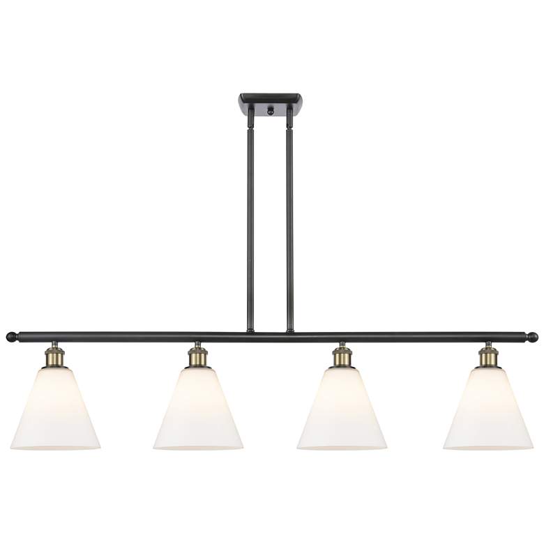 Image 1 Berkshire 4 Light 48" Island Light - Black Antique Brass - Matte Whit