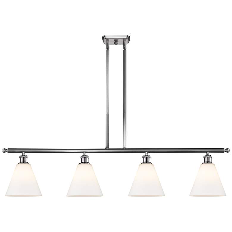 Image 1 Berkshire 4 Light 48" Island Light - Brushed Satin Nickel - Matte Whi