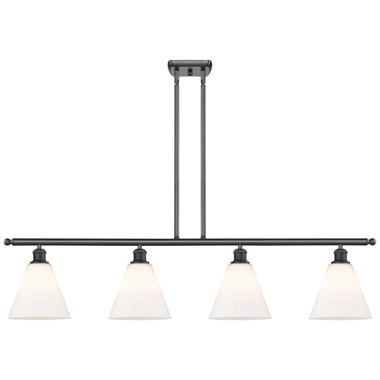 Image 1 Berkshire 4 Light 48" Island Light - Matte Black - Matte White Shade