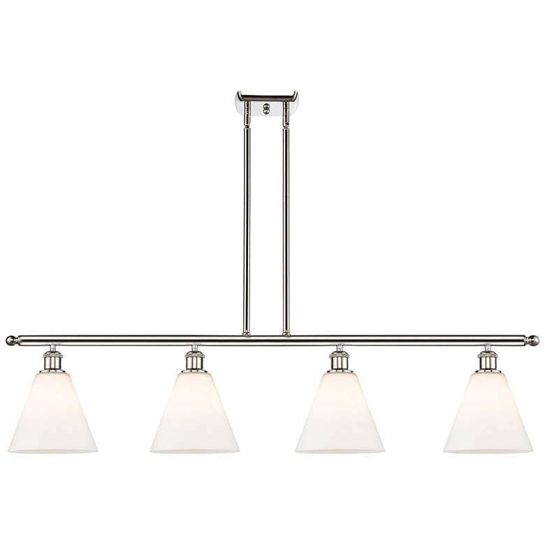 Image 1 Berkshire 4 Light 48" Island Light - Polished Nickel - Matte White Sh