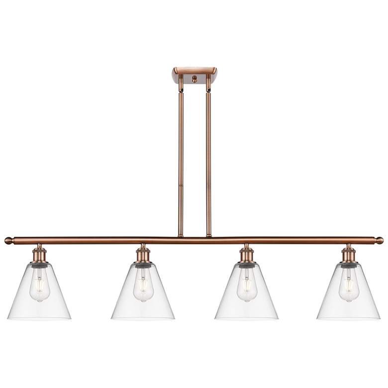 Image 1 Berkshire 4 Light 48" LED Island Light - Antique Copper - Clear Shade