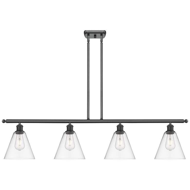 Image 1 Berkshire 4 Light 48" LED Island Light - Matte Black - Clear Shade