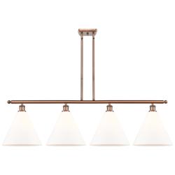Berkshire 4 Light 50" Island Light - Antique Copper  - Matte White Sha