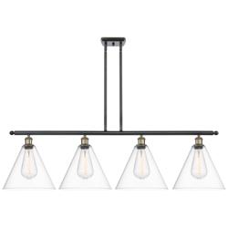 Berkshire 4 Light 50" Island Light - Black Antique Brass  - Clear Shad