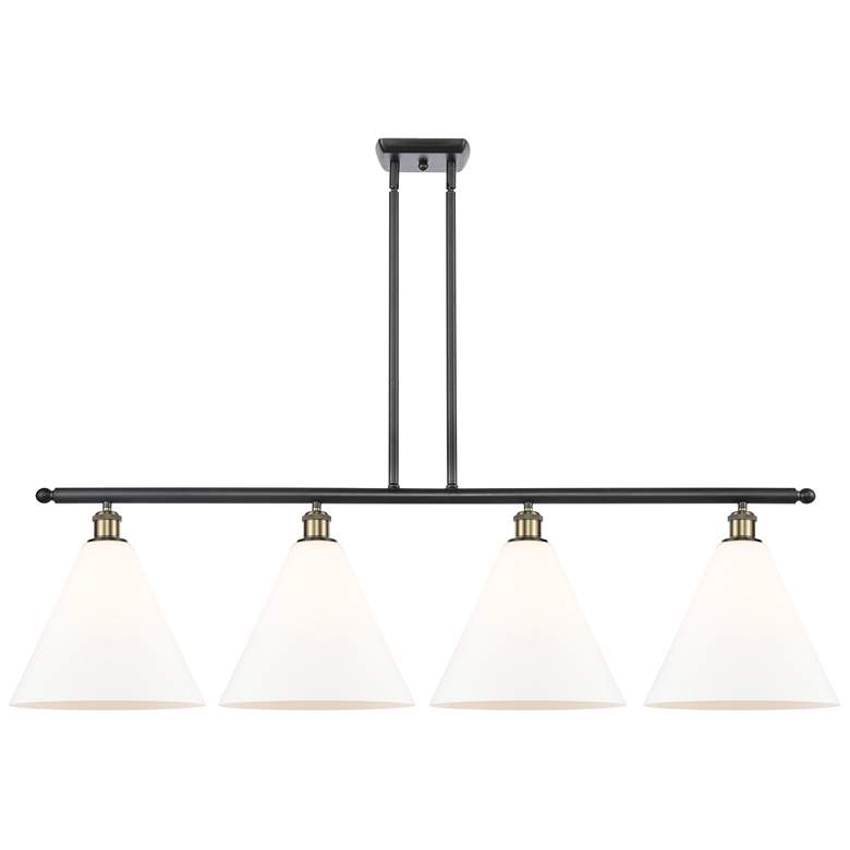 Image 1 Berkshire 4 Light 50" Island Light - Black Antique Brass - Matte Whit