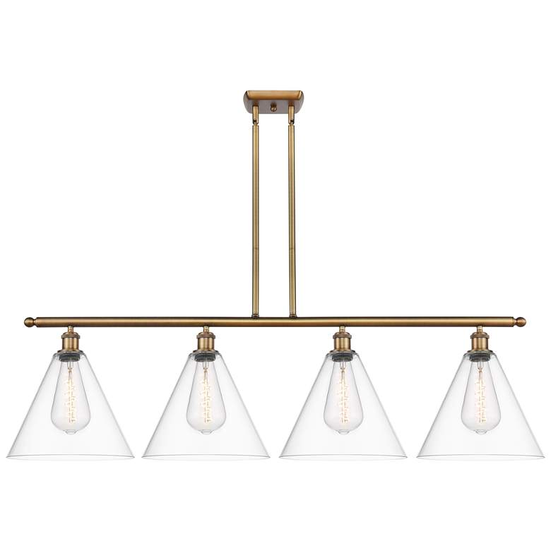 Image 1 Berkshire 4 Light 50 inch Island Light - Brushed Brass  - Clear Shade