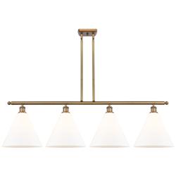 Berkshire 4 Light 50" Island Light - Brushed Brass  - Matte White Shad