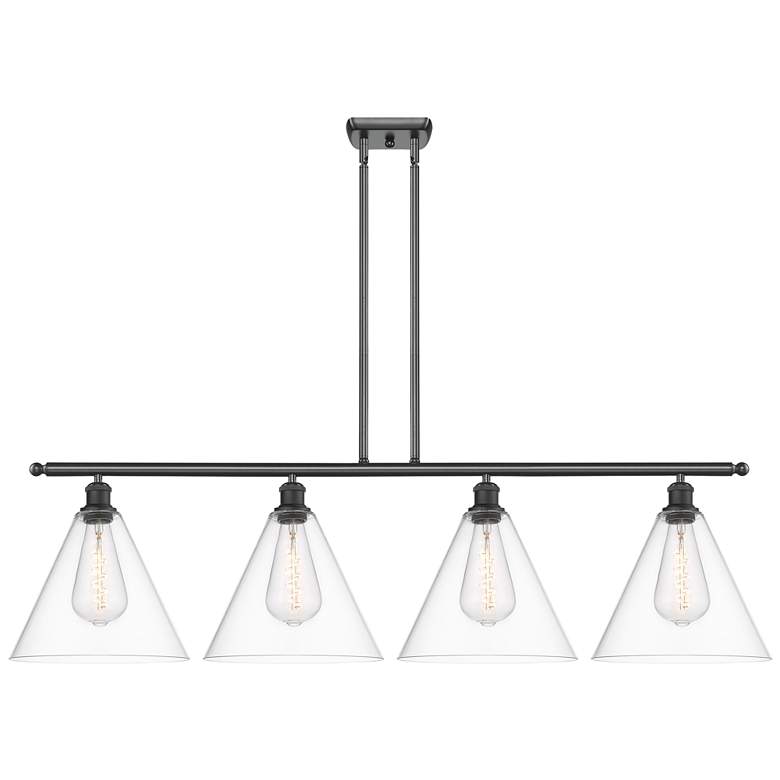 Image 1 Berkshire 4 Light 50" Island Light - Matte Black - Clear Shade
