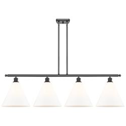 Berkshire 4 Light 50" Island Light - Matte Black  - Matte White Shade