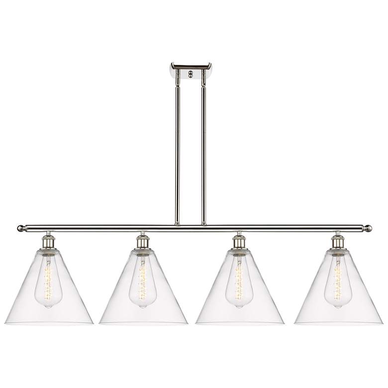 Image 1 Berkshire 4 Light 50" Island Light - Polished Nickel - Clear Shade