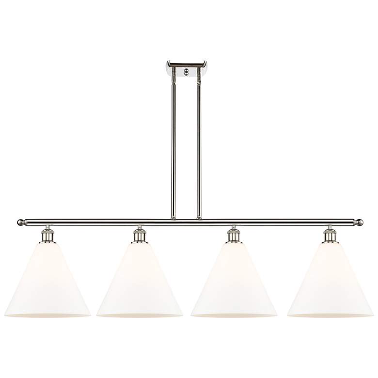 Image 1 Berkshire 4 Light 50" Island Light - Polished Nickel - Matte White Sh