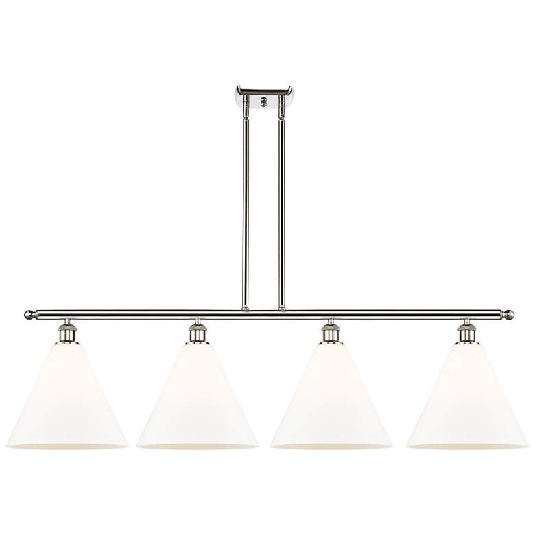 Image 1 Berkshire 4 Light 50 inch Island Light - Polished Nickel  - Matte White Sh