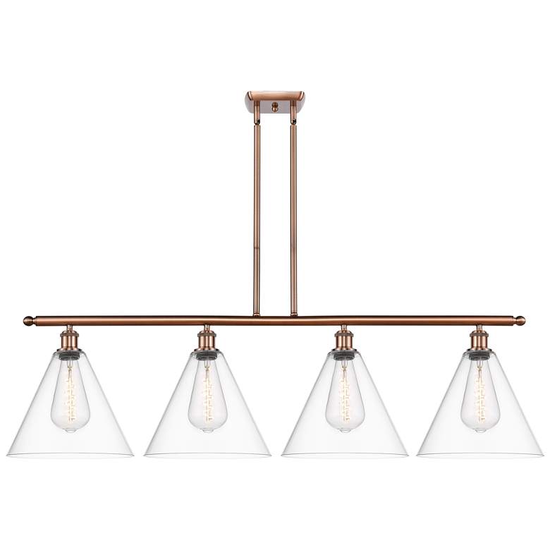 Image 1 Berkshire 4 Light 50" LED Island Light - Antique Copper - Clear Shade