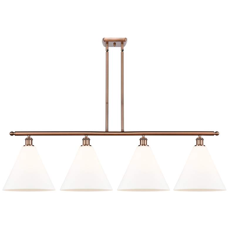 Image 1 Berkshire 4 Light 50" LED Island Light - Antique Copper - Matte White