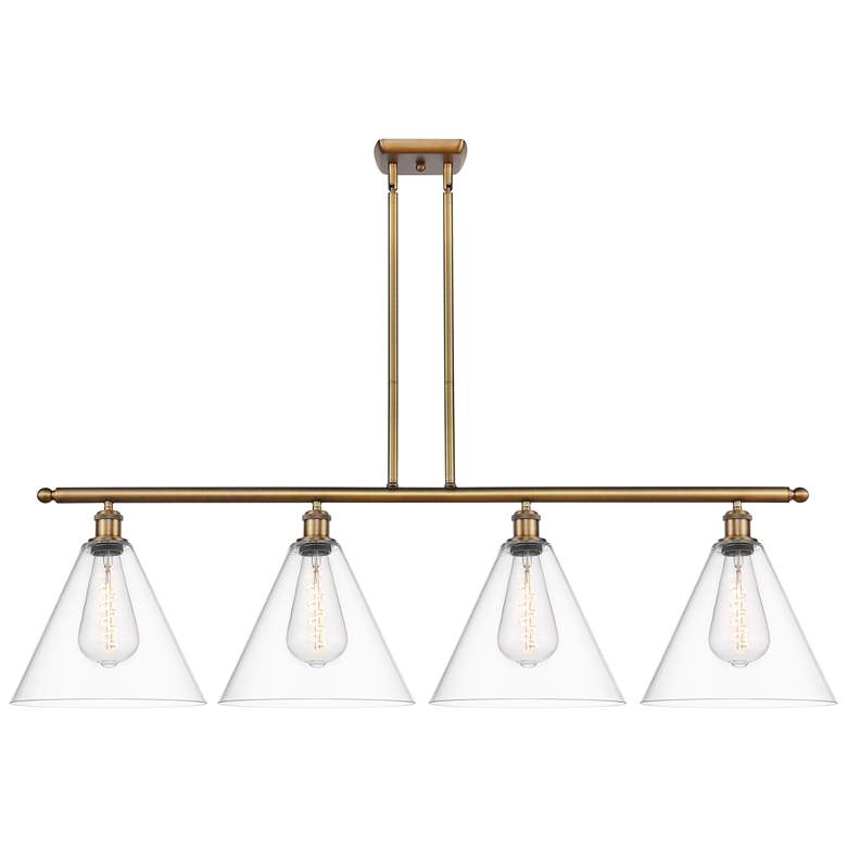 Image 1 Berkshire 4 Light 50" LED Island Light - Brushed Brass - Clear Shade