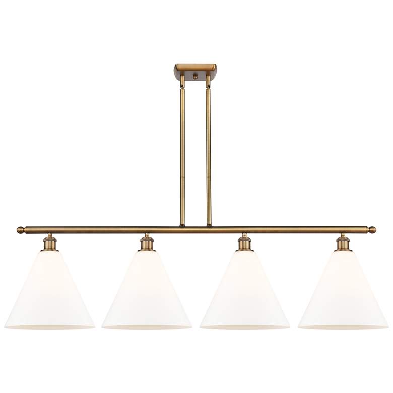 Image 1 Berkshire 4 Light 50" LED Island Light - Brushed Brass - Matte White
