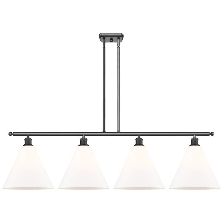 Image 1 Berkshire 4 Light 50" LED Island Light - Matte Black - Matte White Sh